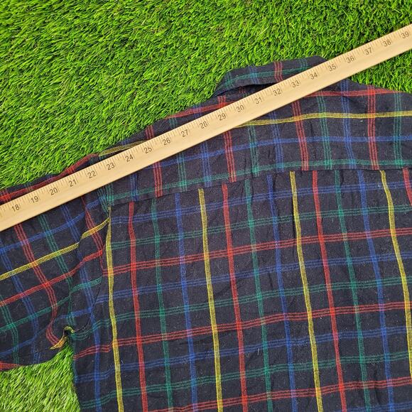 Vintage 90s Van-Heusen Western Plaid Shirt Large 24x29 Baggy - Picture 3 of 11